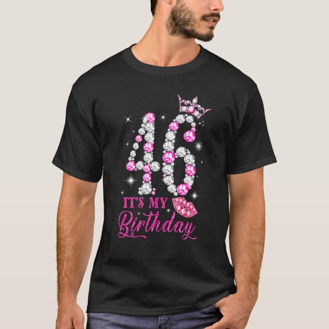 It's My 46th Birthday Hot Lips Diamond Queen 46 Ye T-Shirt (Front)