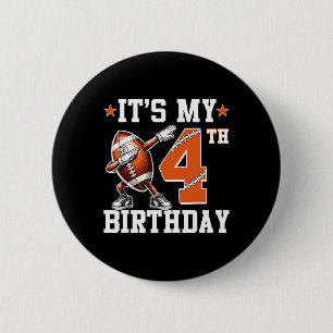 It's My 4th Birthday 4 Years Old Birthday Football 6 Cm Round Badge