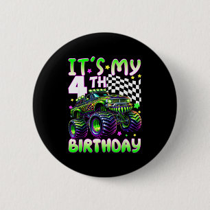 It's my 4th birthday boy monster truck 4 year old 6 cm round badge