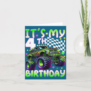 It's my 4th birthday boy monster truck 4 year old card
