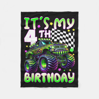 It's my 4th birthday boy monster truck 4 year old fleece blanket