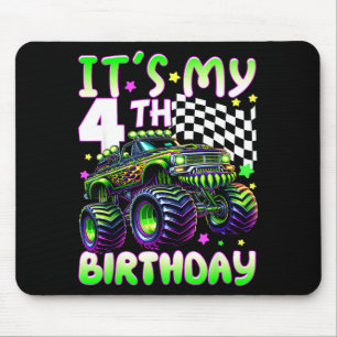 It's my 4th birthday boy monster truck 4 year old mouse pad