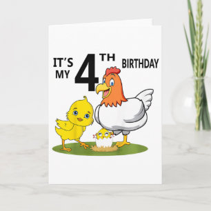 It's My 4th Birthday Cute Chicken 4 Year Old Kids Card