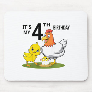 It's My 4th Birthday Cute Chicken 4 Year Old Kids Mouse Pad