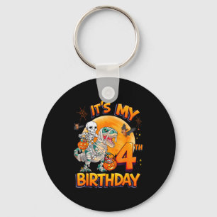 Its My 4th Birthday Dinosaur Skeleton Mummy Hallow Key Ring