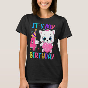 It's My 4th Birthday Girl  Cat Birthday 4 Year Old T-Shirt