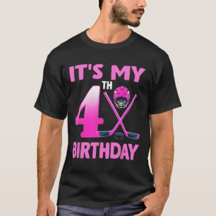 It's My 4th Birthday Girl Ice Hockey 4 Year Old Pa T-Shirt