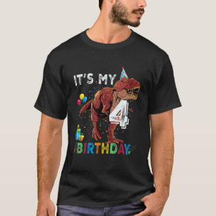 It's My 4th Birthday Happy 4 Years Dinosaur Rex Bd T-Shirt