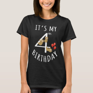 It's My 4th Birthday Sloth 4 Years Old Kid B day P T-Shirt