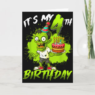 Its My 4th Birthday Zombie 4 Years Old Happy Hallo Card