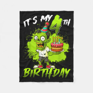 Its My 4th Birthday Zombie 4 Years Old Happy Hallo Fleece Blanket