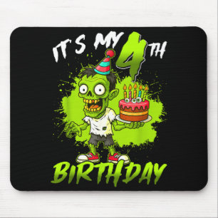 Its My 4th Birthday Zombie 4 Years Old Happy Hallo Mouse Pad