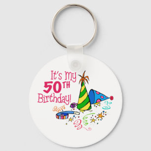 It's My 50th Birthday (Party Hats) Key Ring