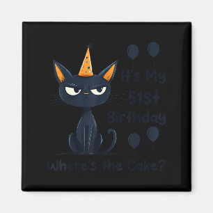 Its My 51st Birthday Funny 51 Years Old Cat Lover  Magnet