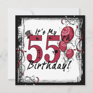 It's my 55th birthday party grunge invitations
