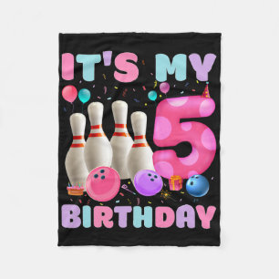 It's My 5 Birthday Bowling 5th Birthday Party Bday Fleece Blanket