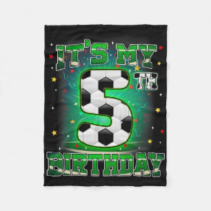 Its My 5th Birthday Boys Soccer 5 Years Old Party Fleece Blanket