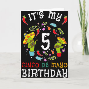 It's My 5th Birthday Cinco De Mayo Moustache Kids Card