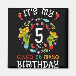 It's My 5th Birthday Cinco De Mayo Moustache Kids  Magnet