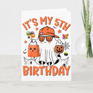 Its My 5th Birthday Funny Halloween Boo Ghost 5th  Card