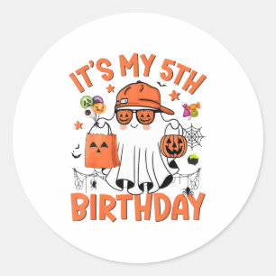 Its My 5th Birthday Funny Halloween Boo Ghost 5th Classic Round Sticker