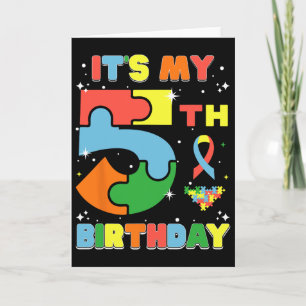 It's My 5th Birthday Kids Autism 5 Years Old Girls Card