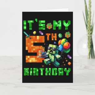 It's My 5th Birthday Pixel Number Video Game Gamer Card