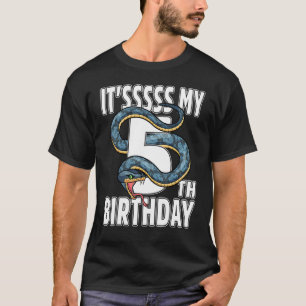 It's My 5th Birthday Snake 5 Years Old Birthday Bo T-Shirt