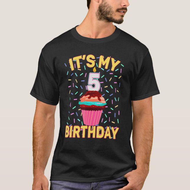 It's My 5th Birthday Sweet Cupcake Five 5 Year Old T-Shirt (Front)