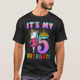 Its My 5th Birthday Unicorn 5 Year Old Girls Outf T-Shirt