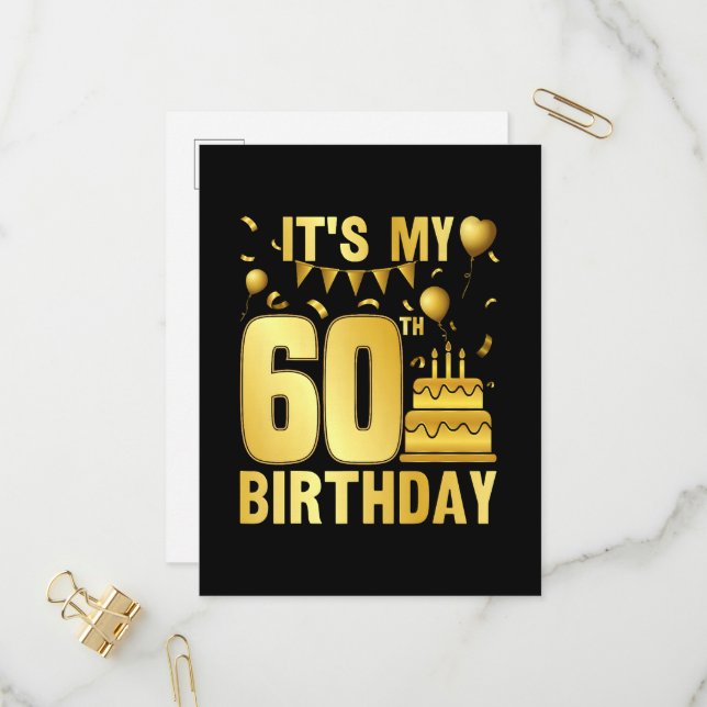 It's My 60th Party Invitation Postcard (Front/Back In Situ)
