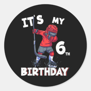 It's My 6th Birthday 6 Year Old Ice Hockey Birthda Classic Round Sticker