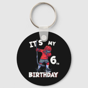 It's My 6th Birthday 6 Year Old Ice Hockey Birthda Key Ring