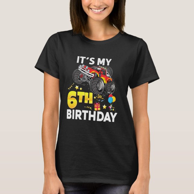 It's My 6th Birthday 6 Year Old Monster Car Truck  T-Shirt (Front)
