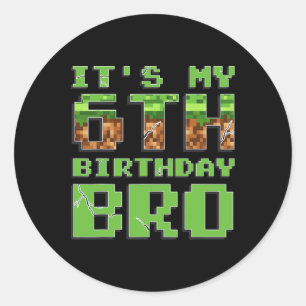 It's My 6th Birthday 6 Years Old Birthday Boy Game Classic Round Sticker