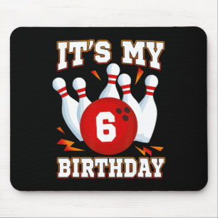 It's My 6th Birthday Bowling Theme 6 Years Old Par Mouse Pad
