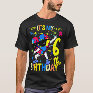 Its My 6th Birthday Dabbing Autism Puzzle  T-Shirt