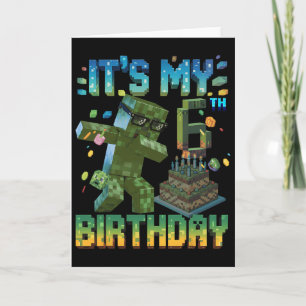It's My 6th Birthday Gamer Pixel Number Birthday B Card