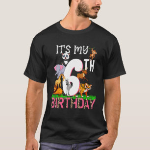 It's My 6th Birthday Panda Monkey Giraffe Wild Ani T-Shirt