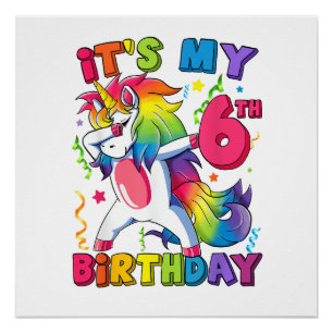 It's my 6th birthday Party 6 Years Old Cute Dabbin Poster