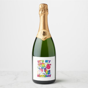 It's my 6th birthday Party 6 Years Old Cute Dabbin Sparkling Wine Label