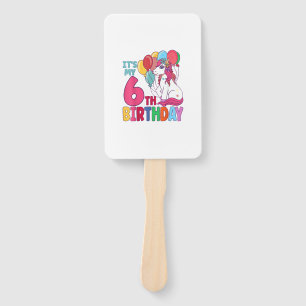 It's My 6th Birthday Unicorn Boys Girls Kids Birth Hand Fan