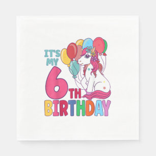 It's My 6th Birthday Unicorn Boys Girls Kids Birth Napkin