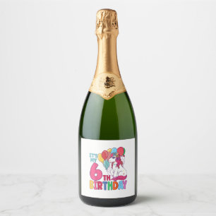 It's My 6th Birthday Unicorn Boys Girls Kids Birth Sparkling Wine Label