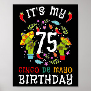 It's My 75th Birthday Cinco De Mayo Moustache Men  Poster