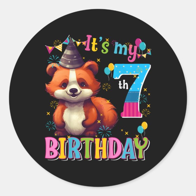 Its My 7Th 7 Red Panda Classic Round Sticker (Front)