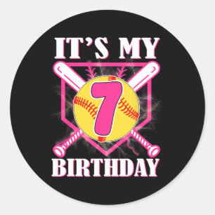 It's My 7th Birthday 7 Year Old Birthday Softll Pl Classic Round Sticker