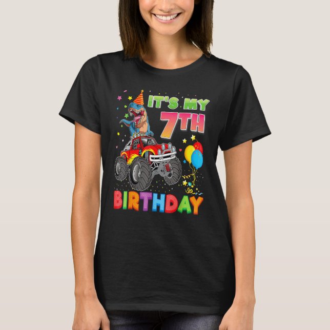 It's My 7th Birthday 7 Year Old Dinosaur Monster C T-Shirt (Front)