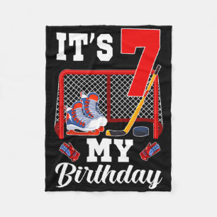 It's My 7th Birthday 7 Year Old Ice Hockey Theme P Fleece Blanket