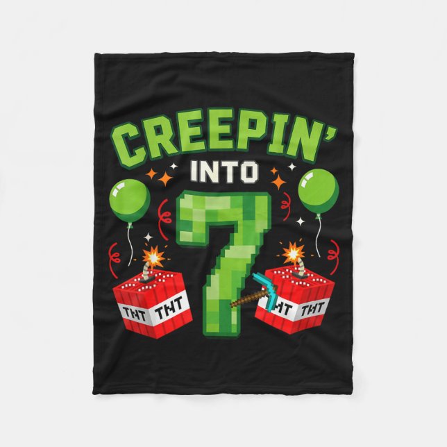 It's My 7th Birthday Boy Gamer Creen’ Into 7 Gamer Fleece Blanket (Front)